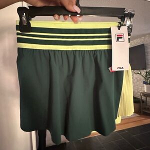 FILA Forest Green Skort with Lime Stripe Accents